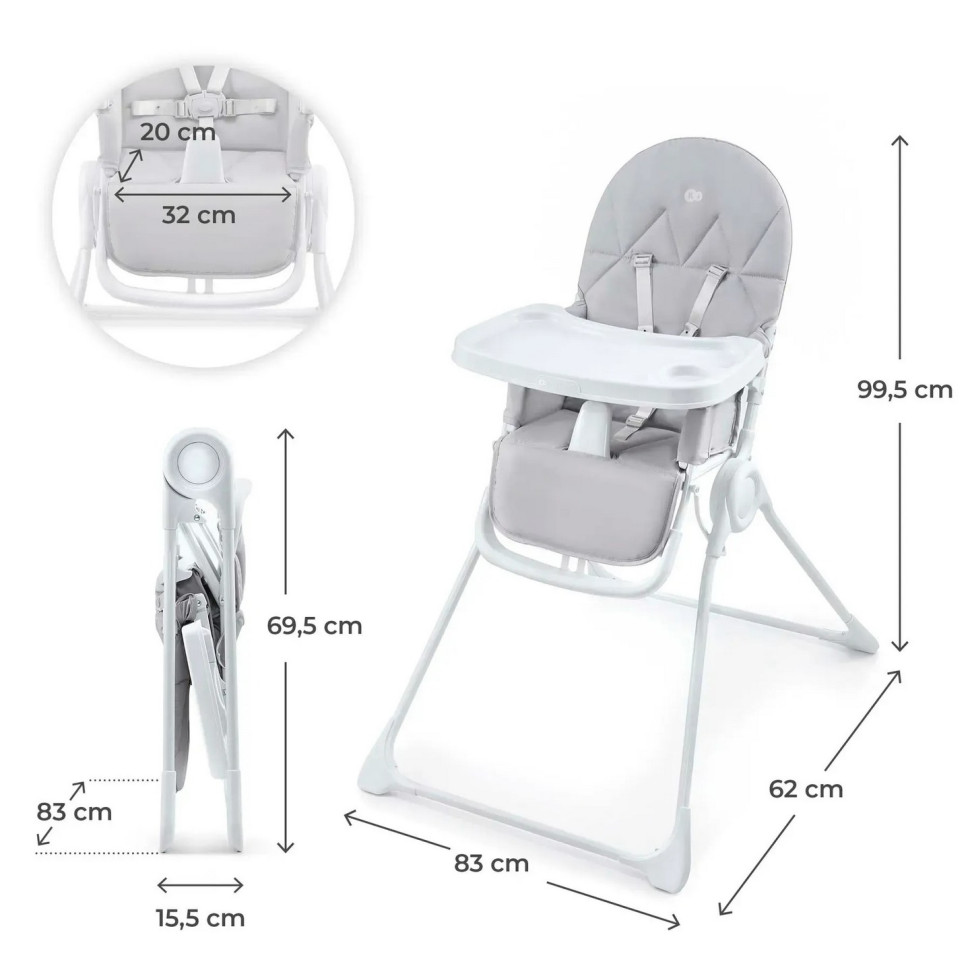 Стільчик для годування Binci Kinderkraft Light KHBINC00LGR0000 Grey