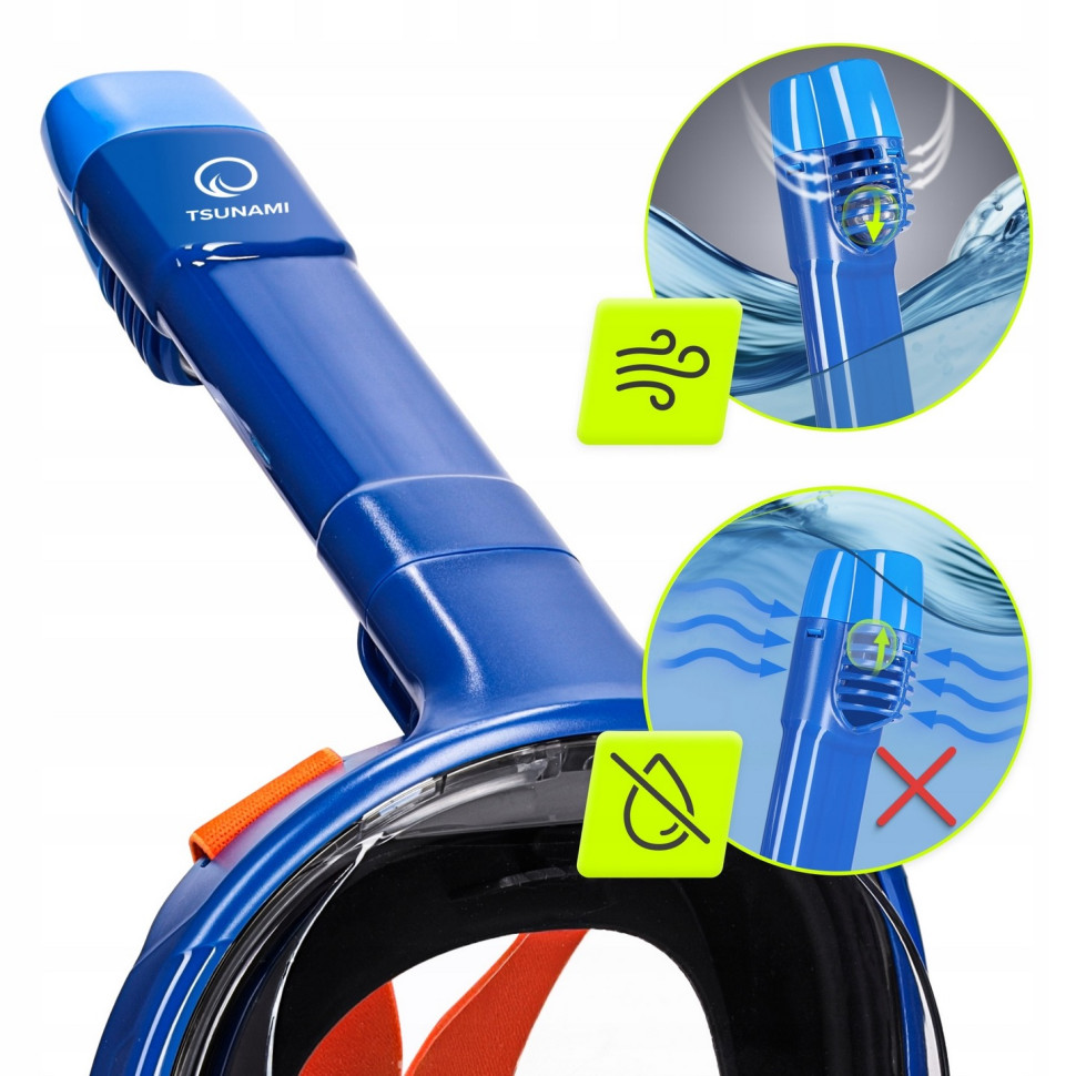 Маска для снорклінгу повнолицьова TSUNAMI P-5905973405454 Blue