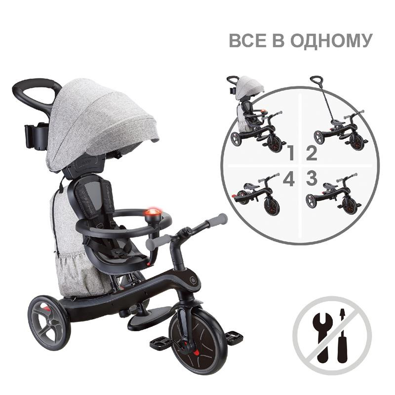 Велосипед дитячий EXPLORER TRIKE 4в1 DELUXE PLAY GLOBBER 636-120 чорно-сірий, до 20кг