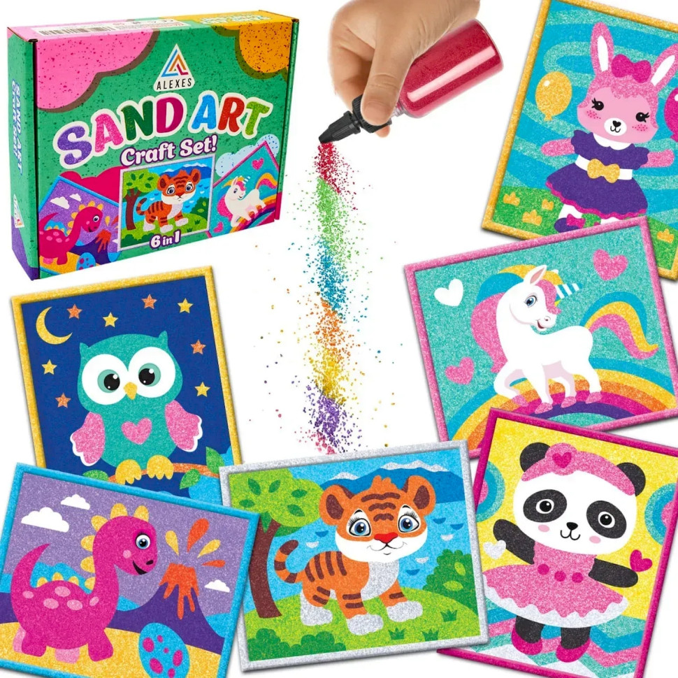 Дитячий набір для творчості Картина із піску Sand Art 6 в 1 Alexes КР-003 пісок у пляшках