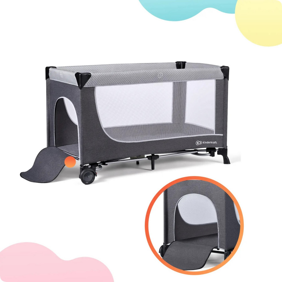 Ліжко-манеж з пеленатором Kinderkraft KCLEOD00GRY00AC Leody Grey