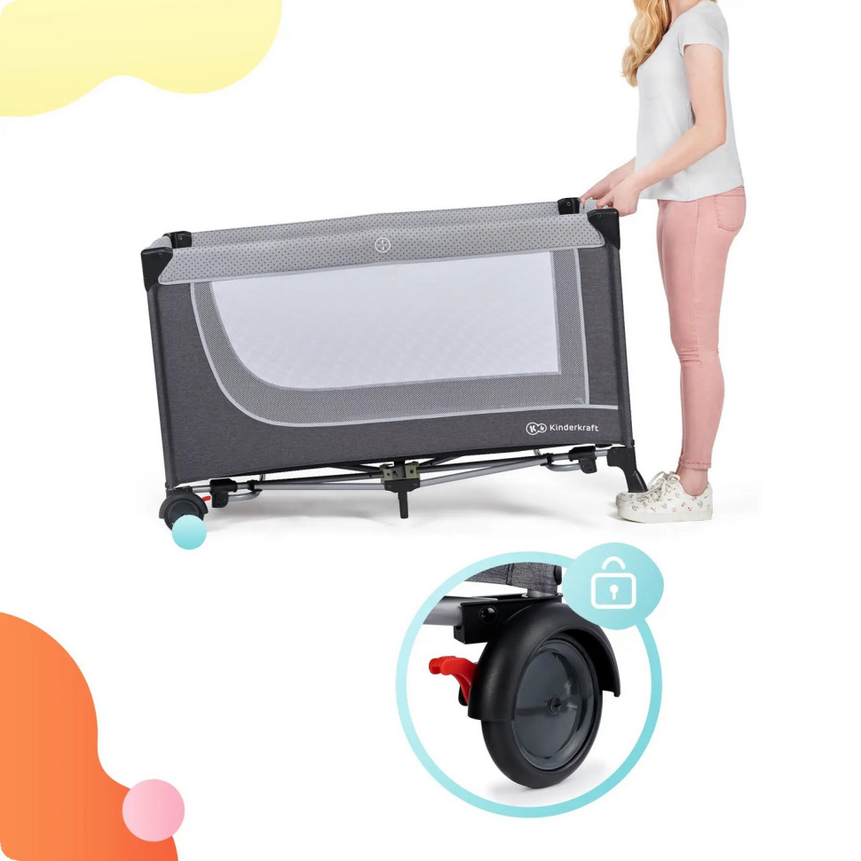 Ліжко-манеж з пеленатором Kinderkraft KCLEOD00GRY00AC Leody Grey