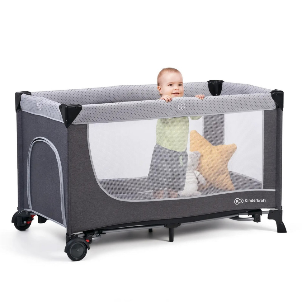 Ліжко-манеж з пеленатором Kinderkraft KCLEOD00GRY00AC Leody Grey
