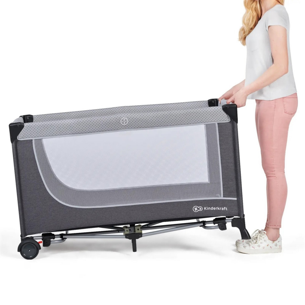Ліжко-манеж з пеленатором Kinderkraft KCLEOD00GRY00AC Leody Grey