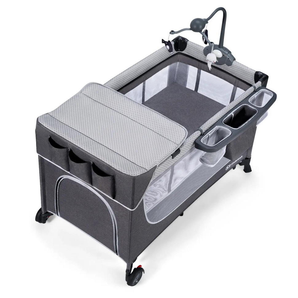 Ліжко-манеж з пеленатором Kinderkraft KCLEOD00GRY00AC Leody Grey