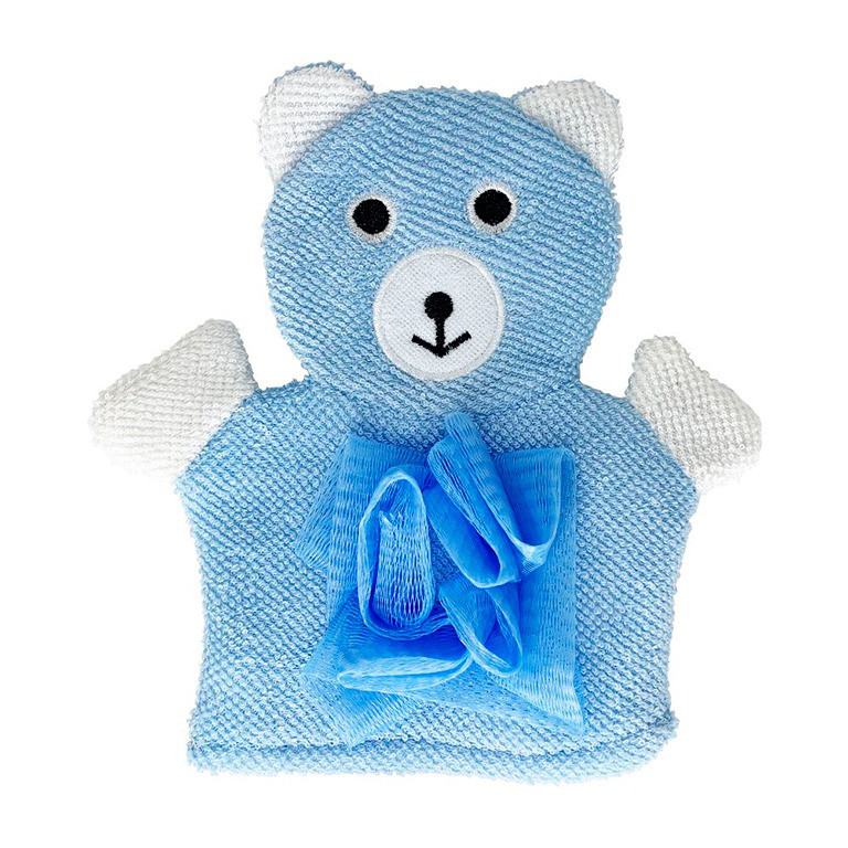 Мочалка-рукавичка для купання малюків Mega Zayka MGZ-0911(Blue) Ведведик