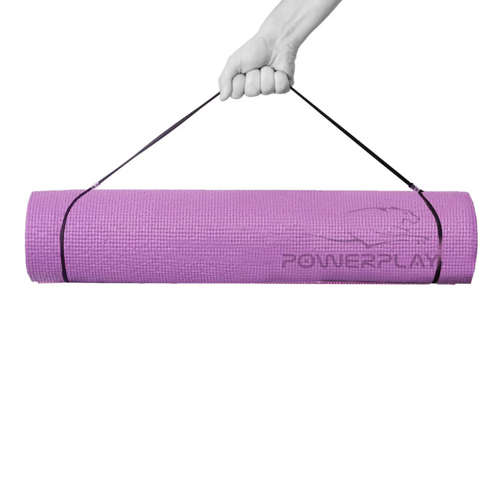 Коврик для йоги и фитнеса PowerPlay PP_4010_Lavender_(173*0.6), Лавандовый