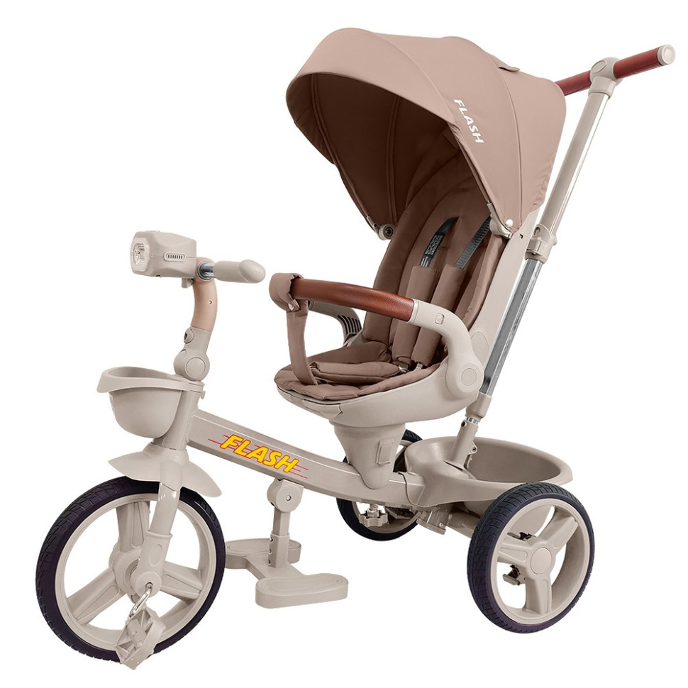 Велосипед трехколесный FLASH Tilly T-3812 DARK BEIGE, с родительской ручкой