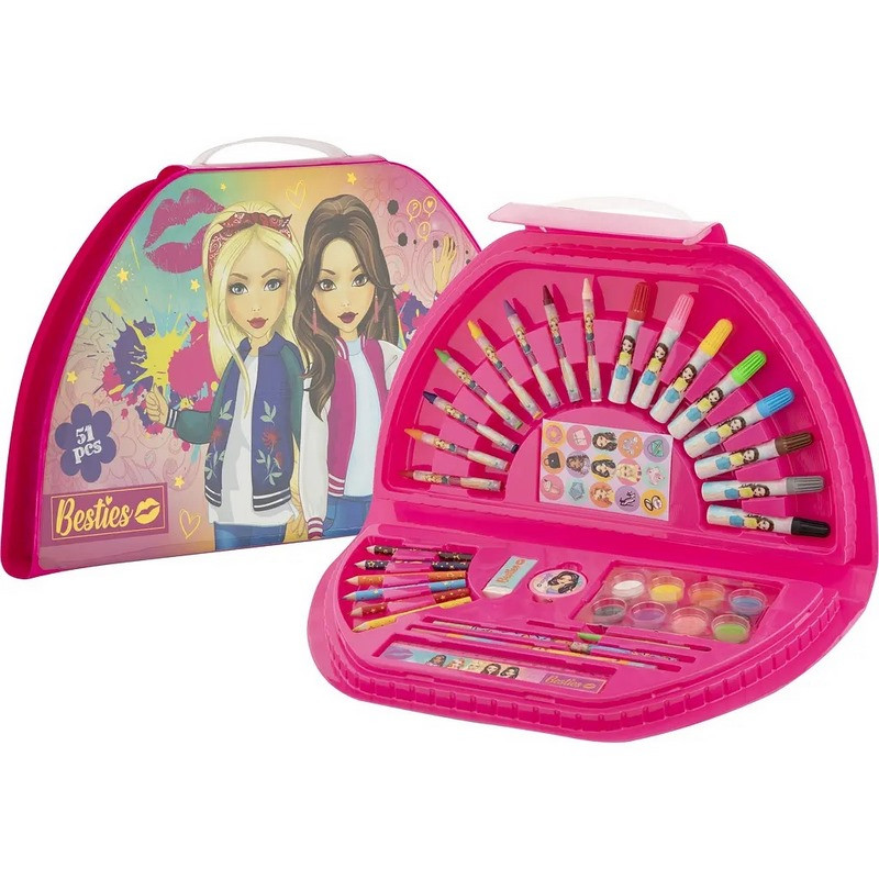 Дитячий набір для малювання Besties 990205, 8 воскових олівців, 8 фарб