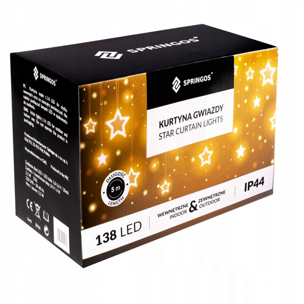 Гирлянда бахрома уличная Springos CL4011, 2 м 138 LED, Cold White