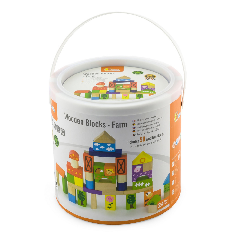 Дерев'яні кубики Ферма Viga Toys 50285, 50 штук