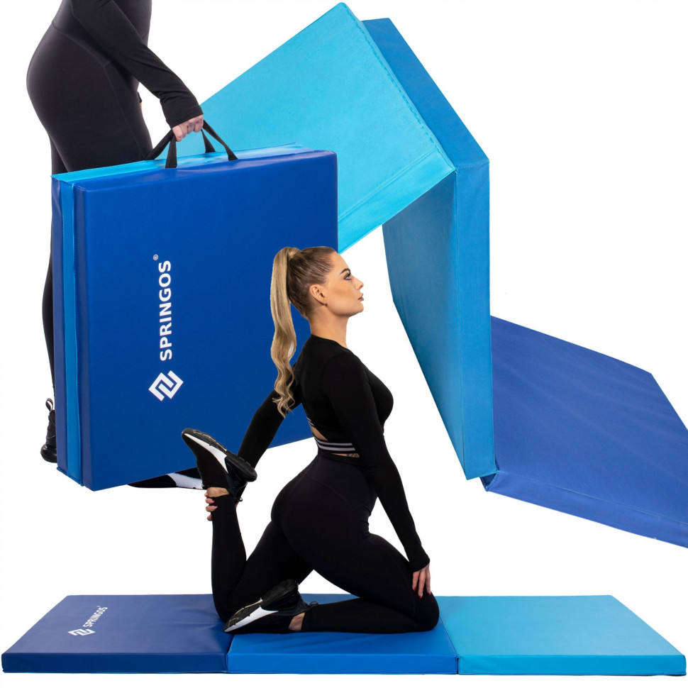 Мат гимнастический складной Springos FA0063 Blue 180x60x5.5 cм