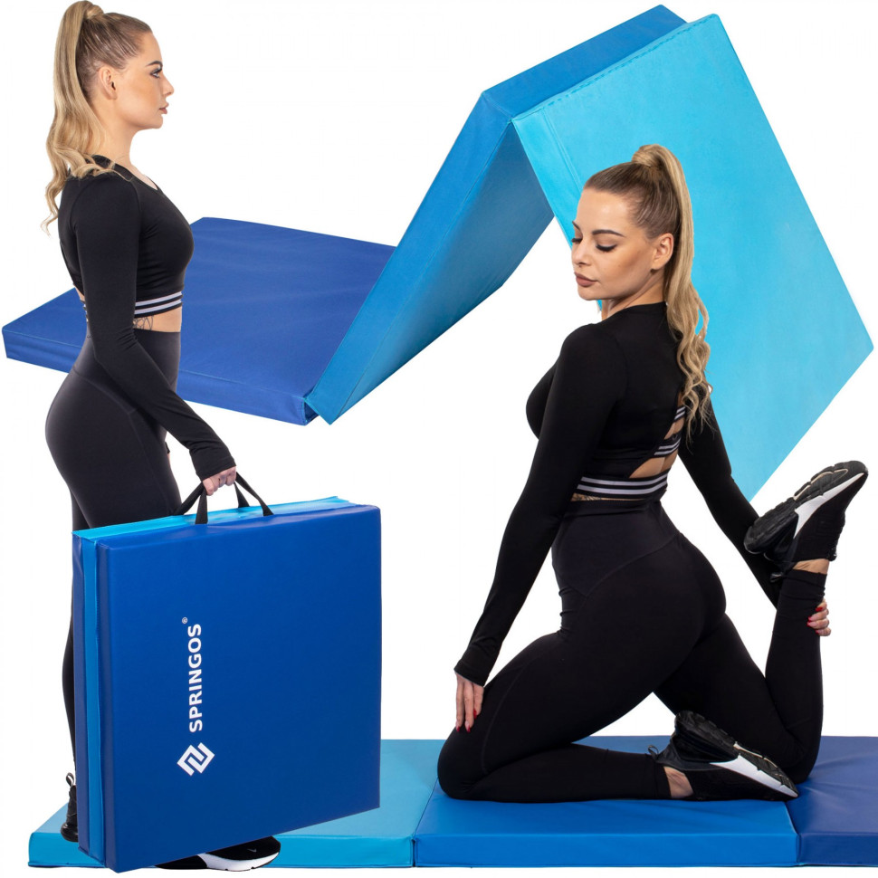 Мат гимнастический складной Springos FA0063 Blue 180x60x5.5 cм
