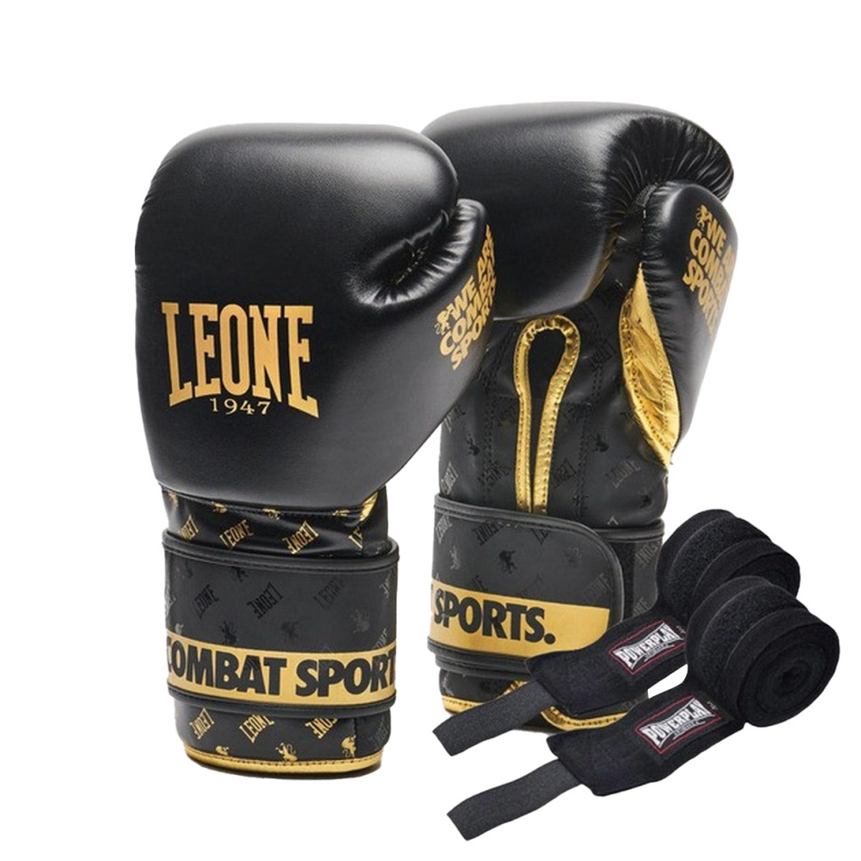 Боксерские перчатки GN220 DNA Leone GN220_Black_12oz 12 унций (бинты в комплекте)