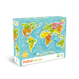 Пазлы классические "Карта мира" DoDo Toys 300704, 100 элементов