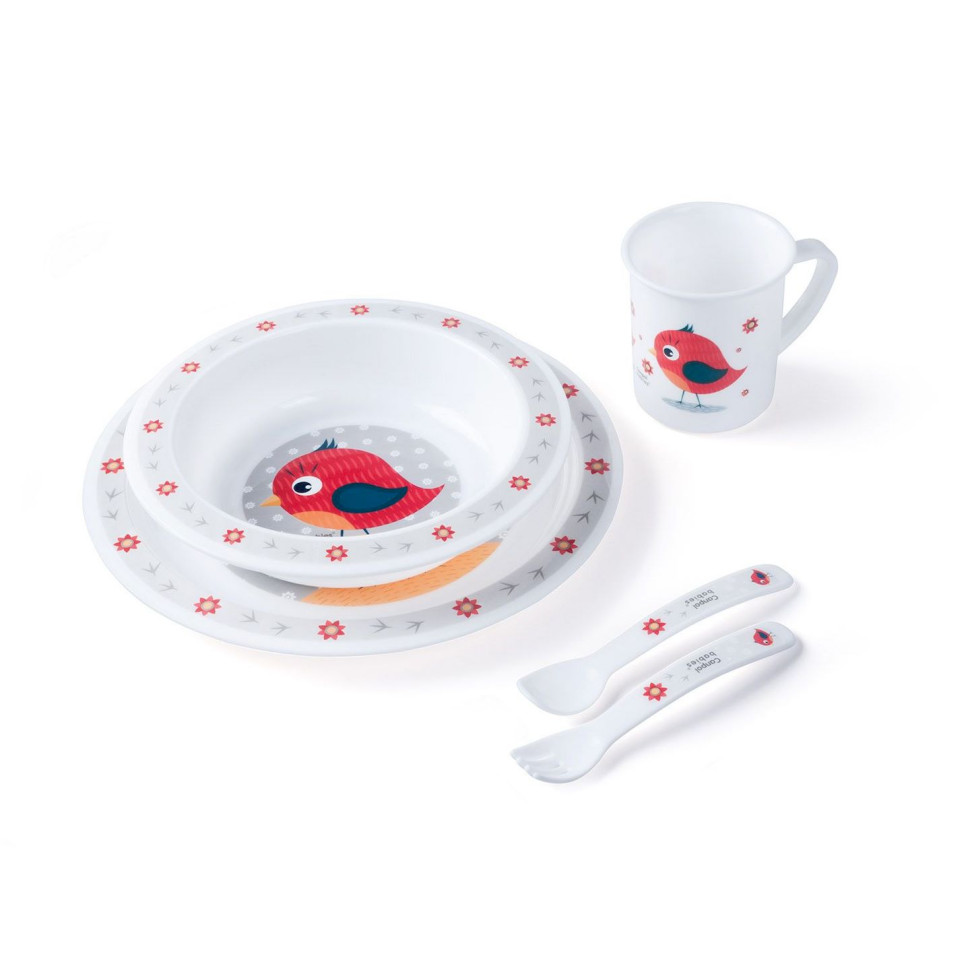 Дитячий набір посуду Cute Animals Canpol babies 4/401_red 5 предметів
