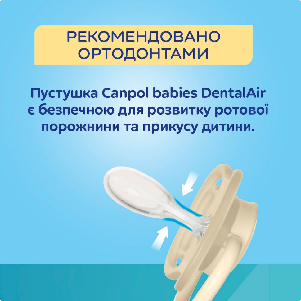 Пустушка силіконова симетрична Dental Air Canpol babies 23/229_cre 6-18 місяців