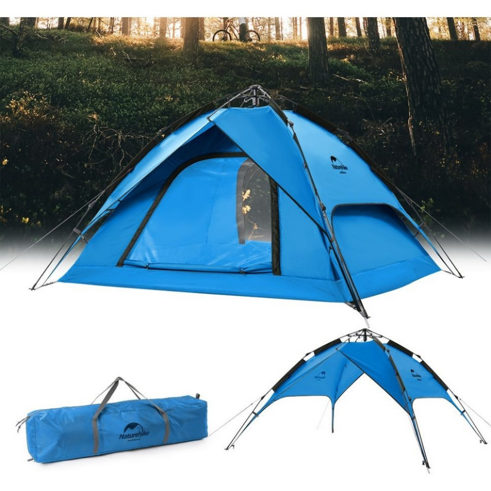 Палатка четырехместная автоматическая NH21ZP008 Naturehike 6927595777558, голубая