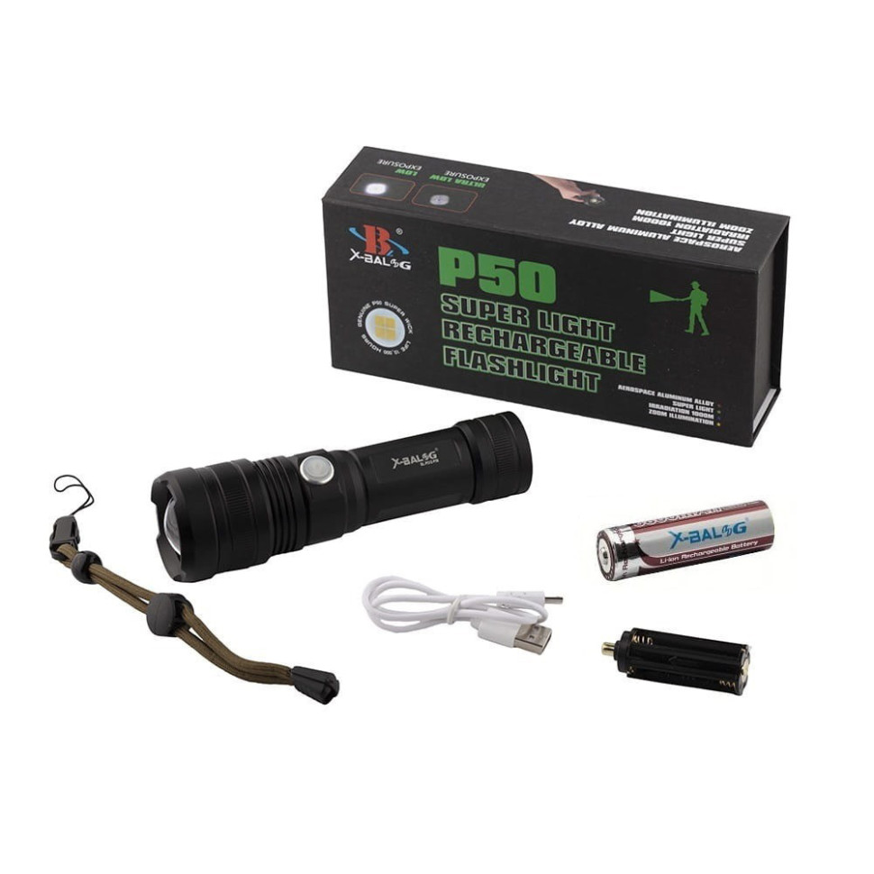 Ліхтар BL-P512-P50 X-BALOG L-070, 5 режимів, до 1500 м, акумулятор