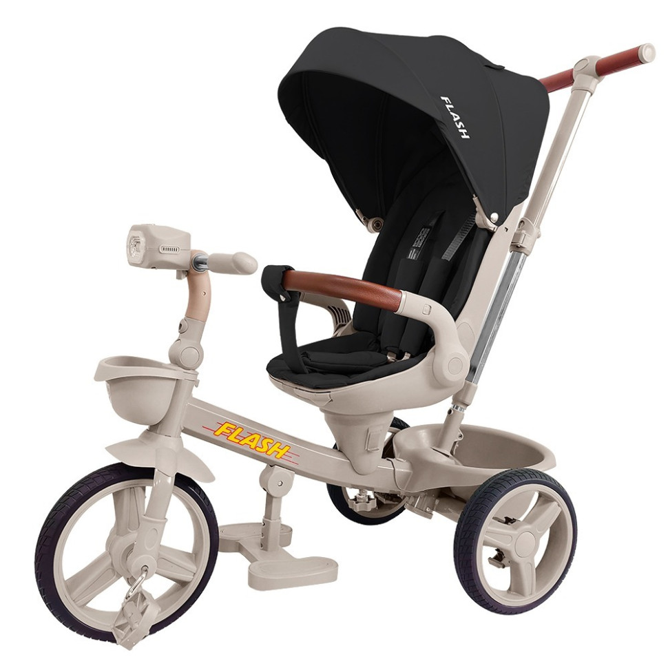 Велосипед трехколесный FLASH Tilly T-3812 DARK GREY, с родительской ручкой