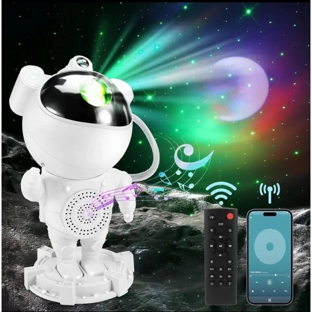 Нічник проектор зоряного неба Астронавт з Bluetooth колонкою Sky Star Astronaut Bambi ZZ-202