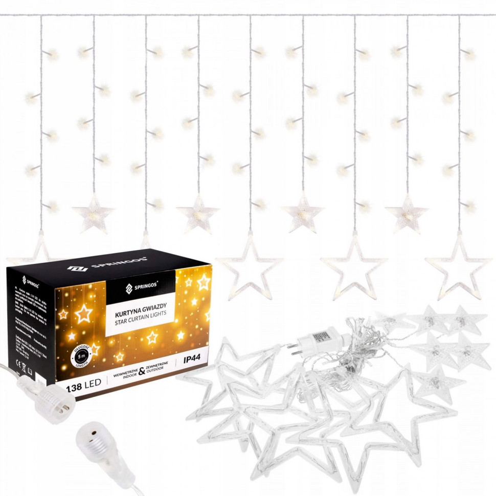 Гірлянда бахрома вулична Springos CL4012, 2 м 138 LED, Warm White