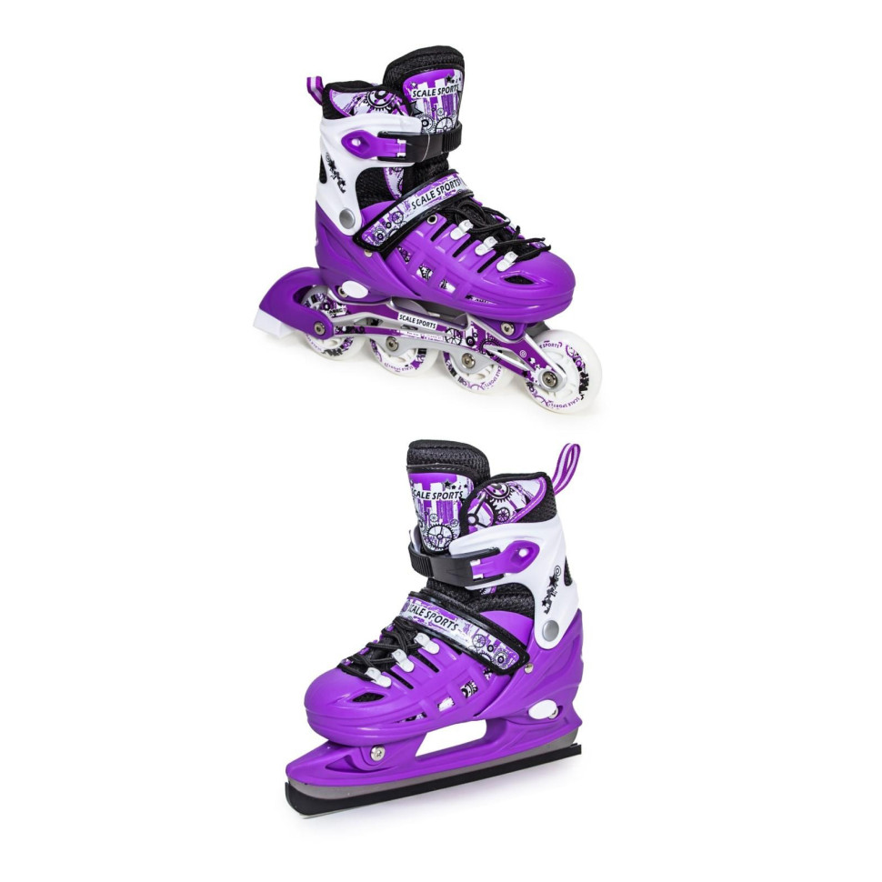 Детские ролики-коньки 2 в 1 Scale Sports 1591179835 Violet, размер 34-37