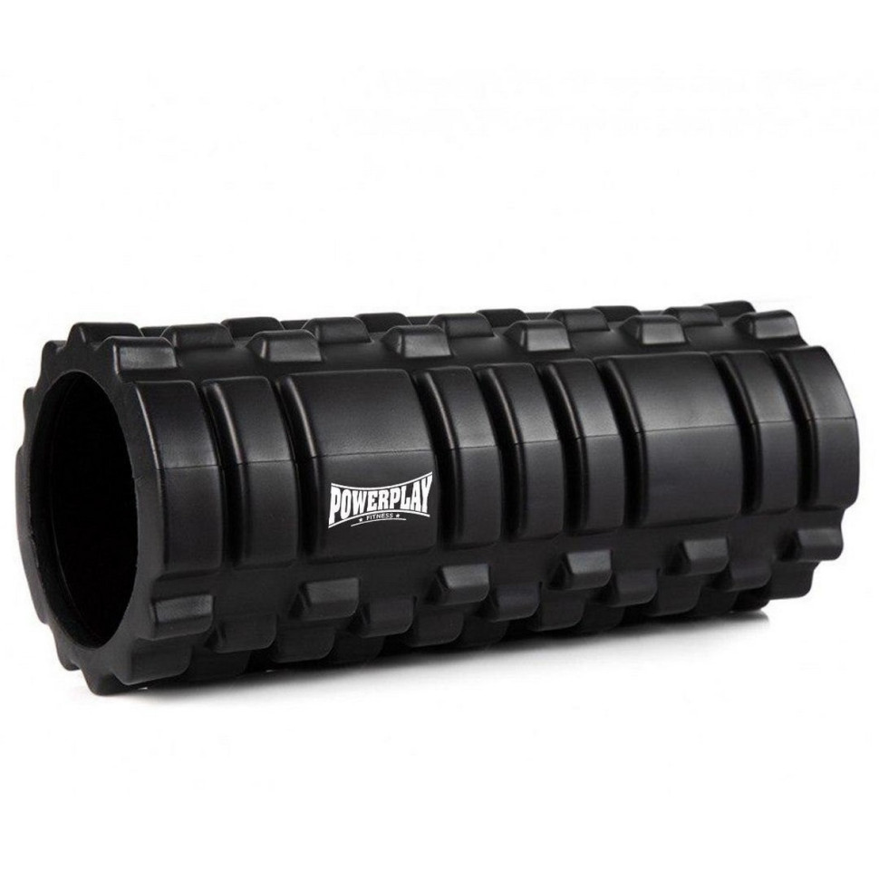 Набор для массажа и йоги PowerPlay PP_4096_Black, ролик 33 х 14 см, два мяча, резинка 11 кг