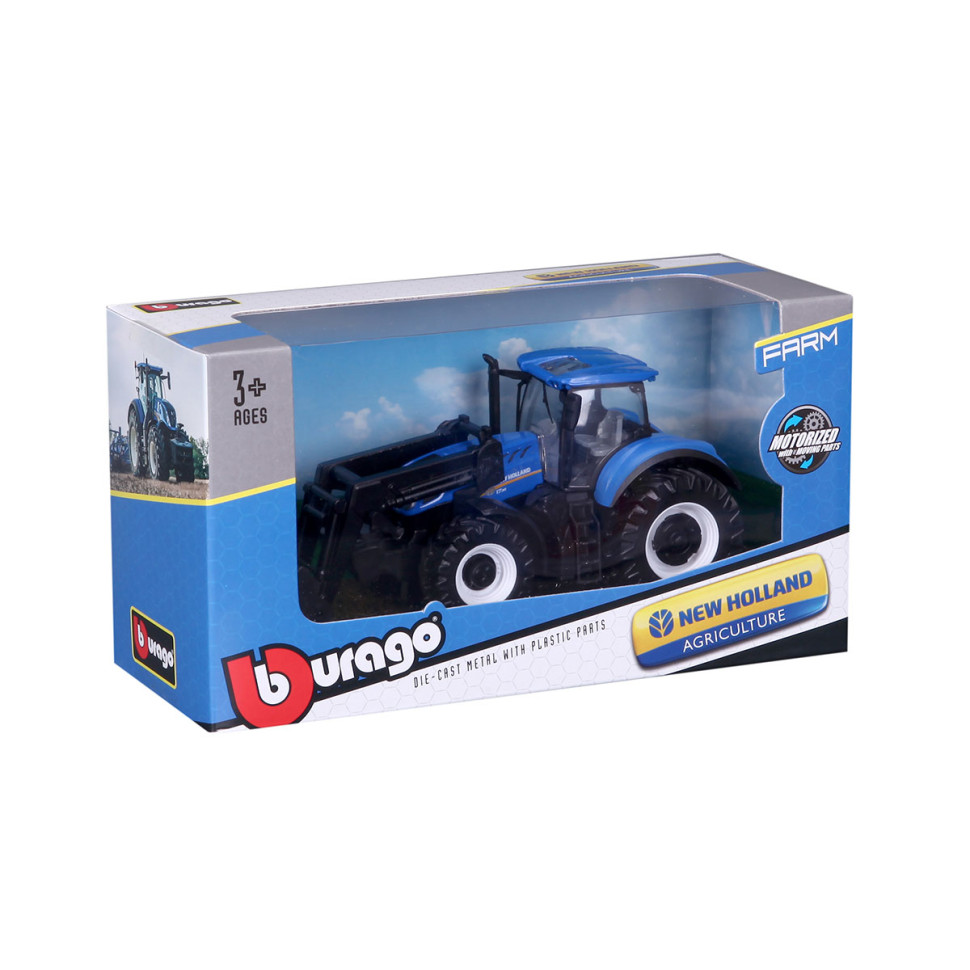 Детская игрушка Трактор NEW HOLLAND T7.315 Bburago 18-31632 с фронтальным погрузчиком