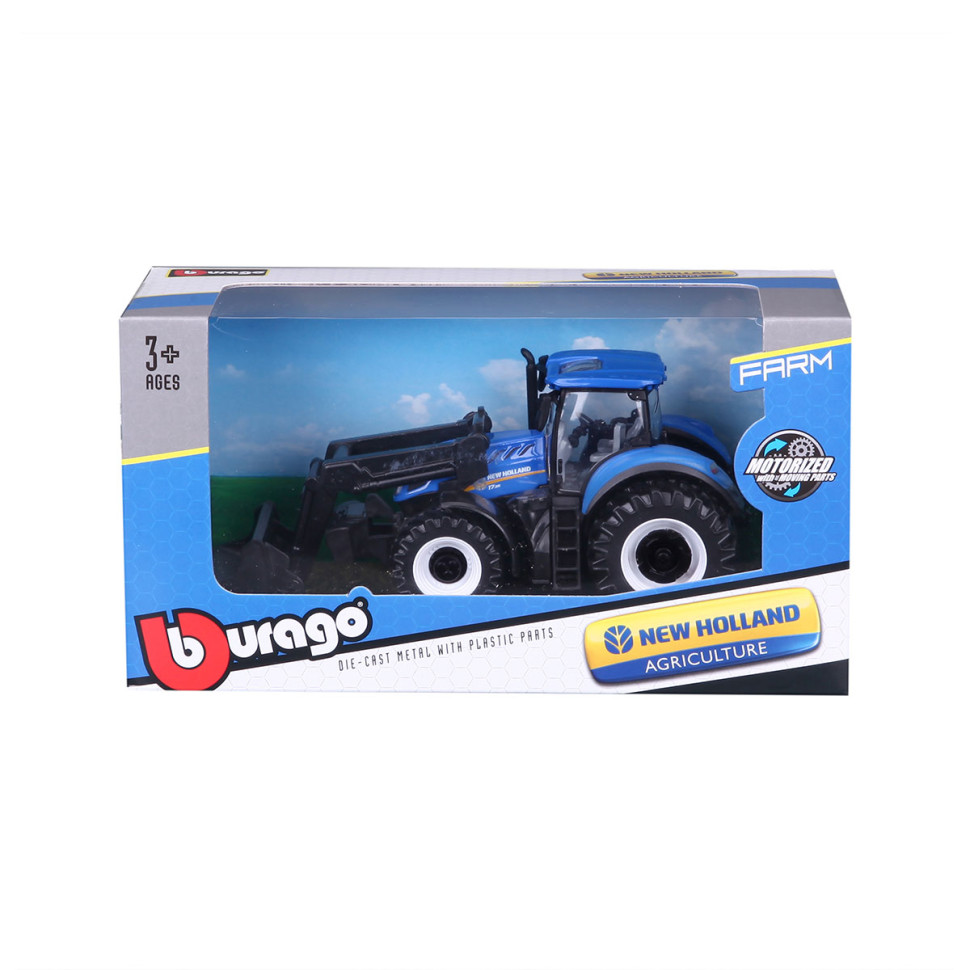 Детская игрушка Трактор NEW HOLLAND T7.315 Bburago 18-31632 с фронтальным погрузчиком