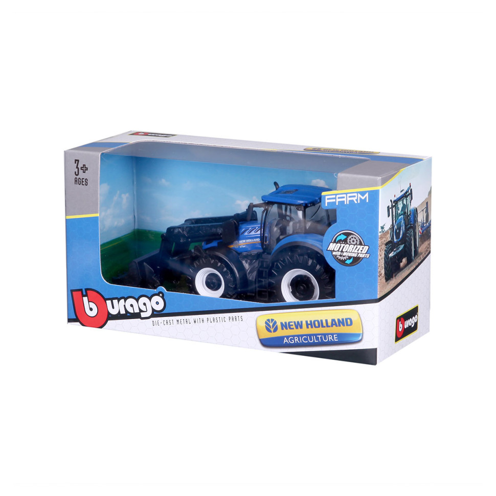 Детская игрушка Трактор NEW HOLLAND T7.315 Bburago 18-31632 с фронтальным погрузчиком