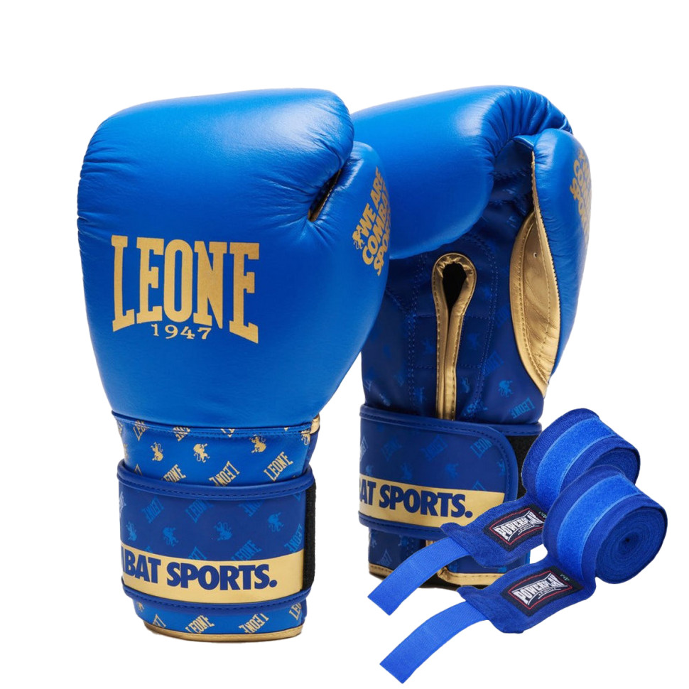 Боксерські рукавиці GN220 DNA Leone GN220_Blue_10oz 10 унцій (бинти в комплекті)
