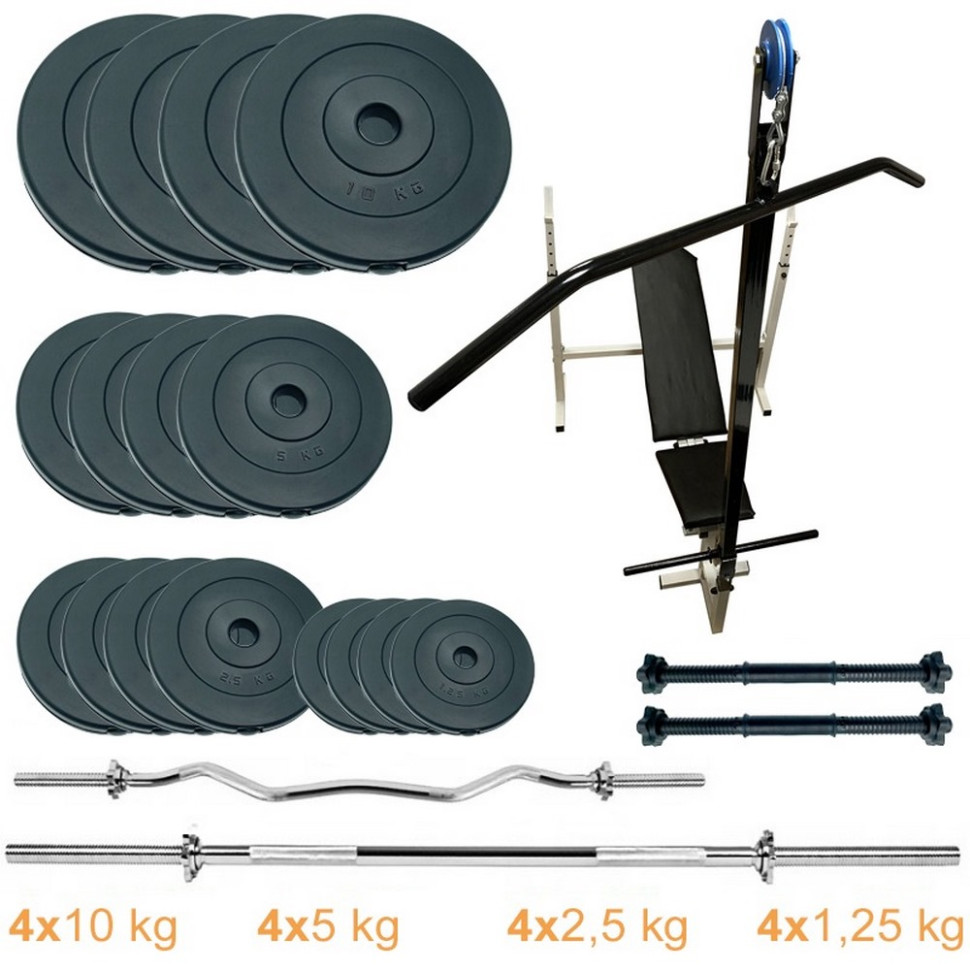 Лава для жиму з набором штанг та гантелей Gym Scott Plus Set Pro T Newt NE-SKM-PL-ST-90, 90 кг