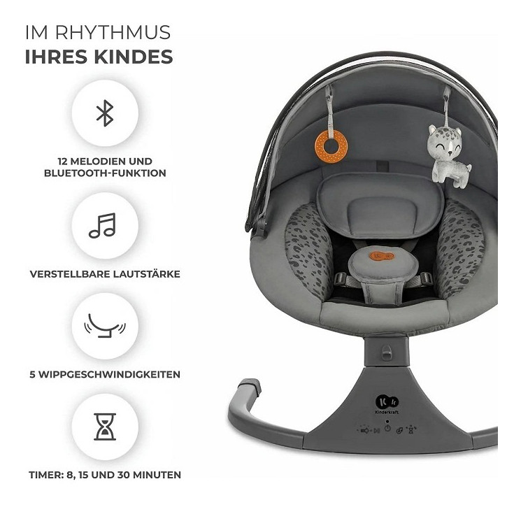 Детское кресло-качалка Lumi 2 Kinderkraft KBLUMI02DGR0000 Dark Grey