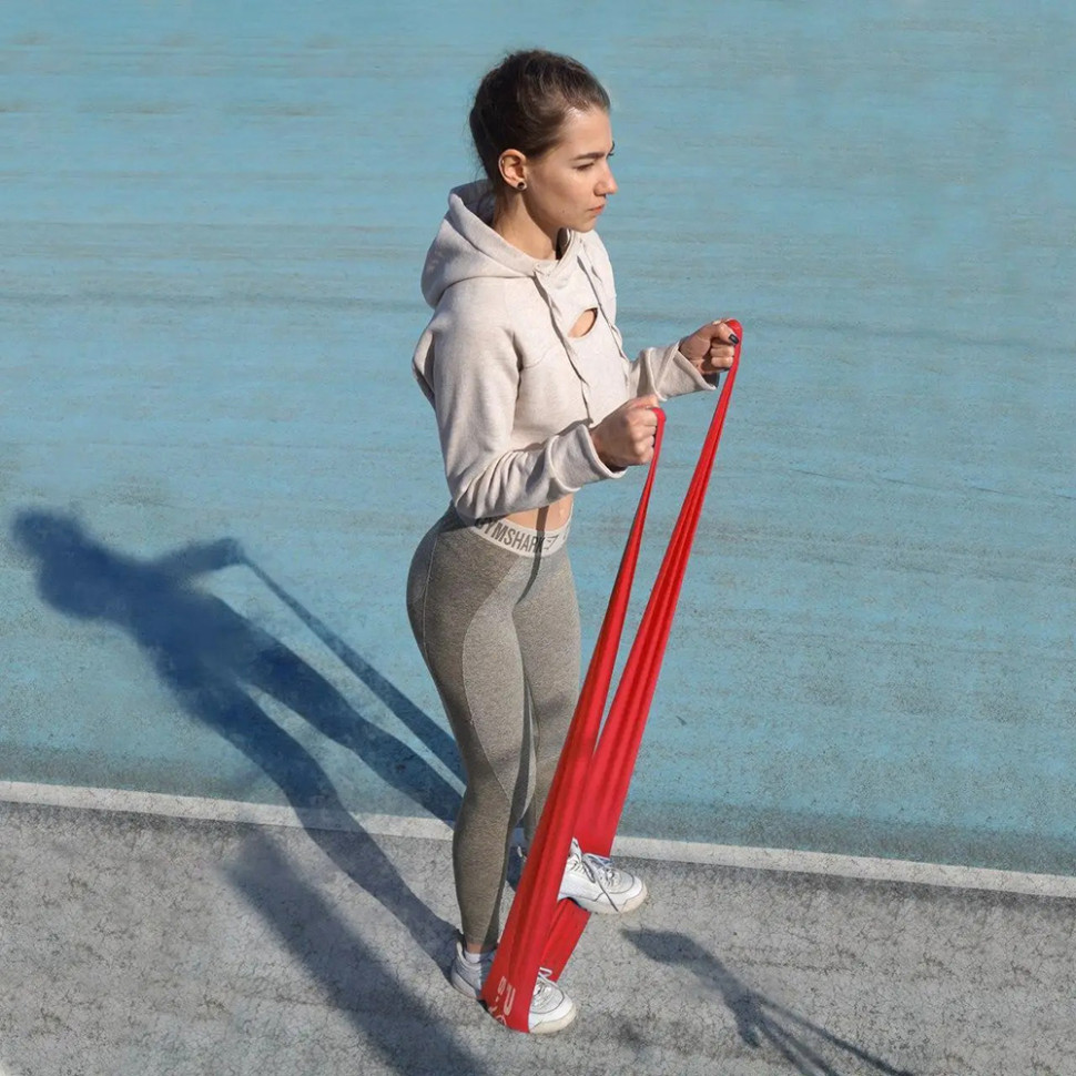 Стрічка-еспандер для спорту та реабілітації Flat Stretch Band Level 2 Power System PS-4122_Red