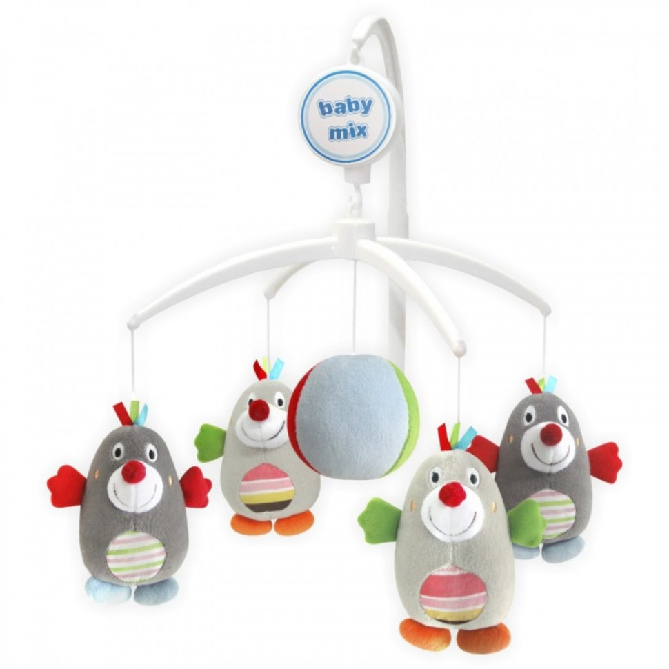 Мобіль для ліжечка Пінгвіни Baby Mix TK-350M плюшевий механічний