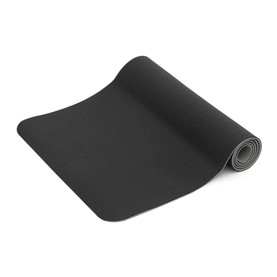 Коврик (мат) спортивный для йоги и фитнеса SportVida SV-EZ0062 TPE 183 x 61 x 1 см, Black/Grey