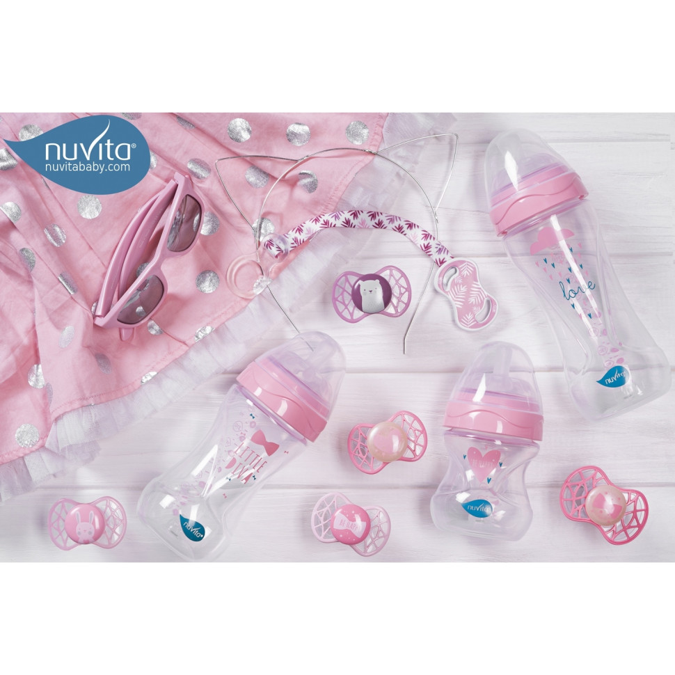 Детская бутылочка Nuvita 6011 Mimic Collection 150мл 0м+ Антиколиковая розовая NV6011ROSA