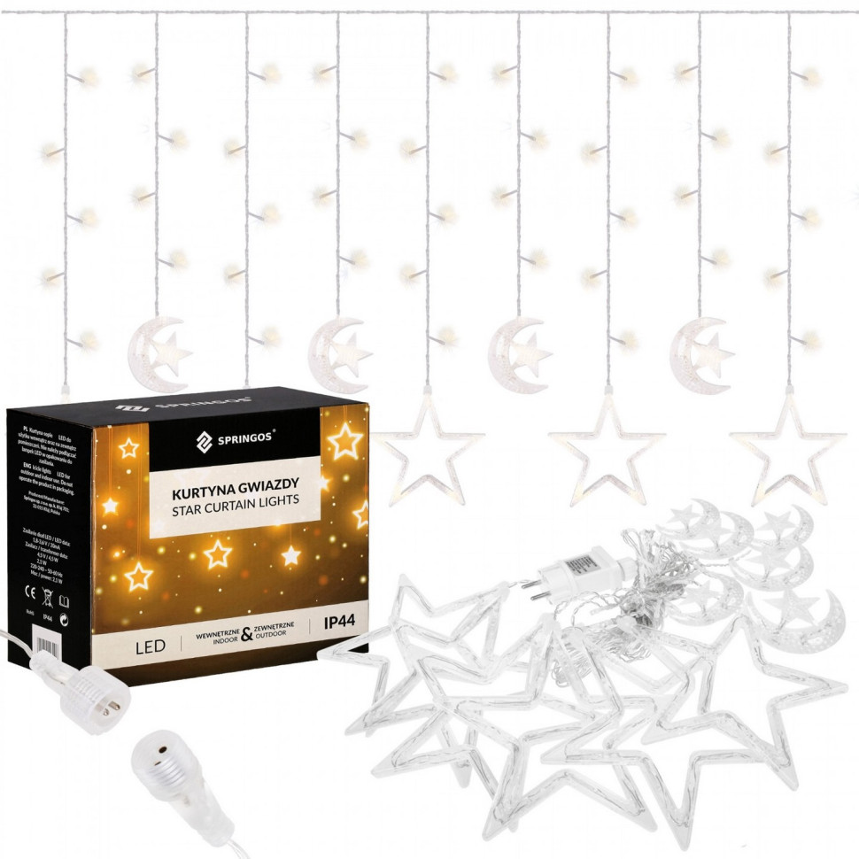 Гірлянда бахрома вулична Springos CL4013, 2 м 138 LED, Warm White