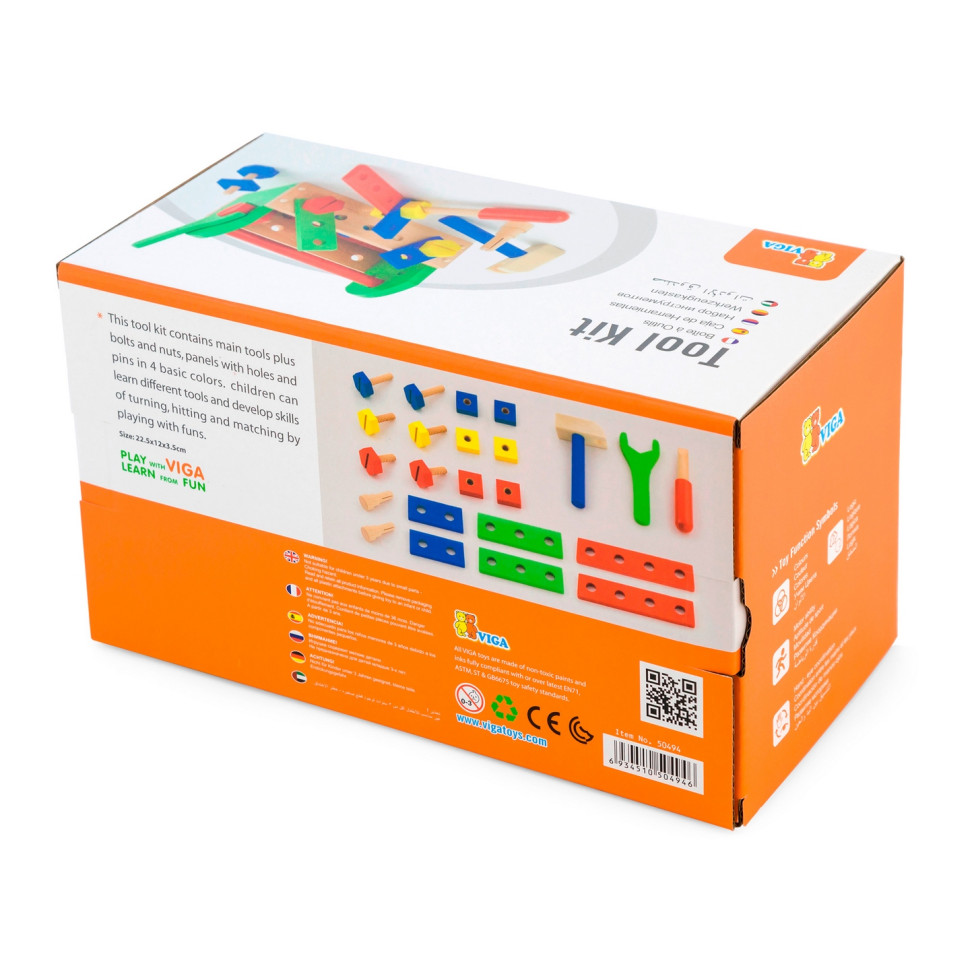 Игровой набор Ящик с инструментами Viga Toys 50494 деревянный