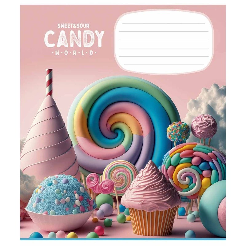 Тетрадь ученическая «Candy world» Школярик 012-3266C-1 в косую линию, 12 листов
