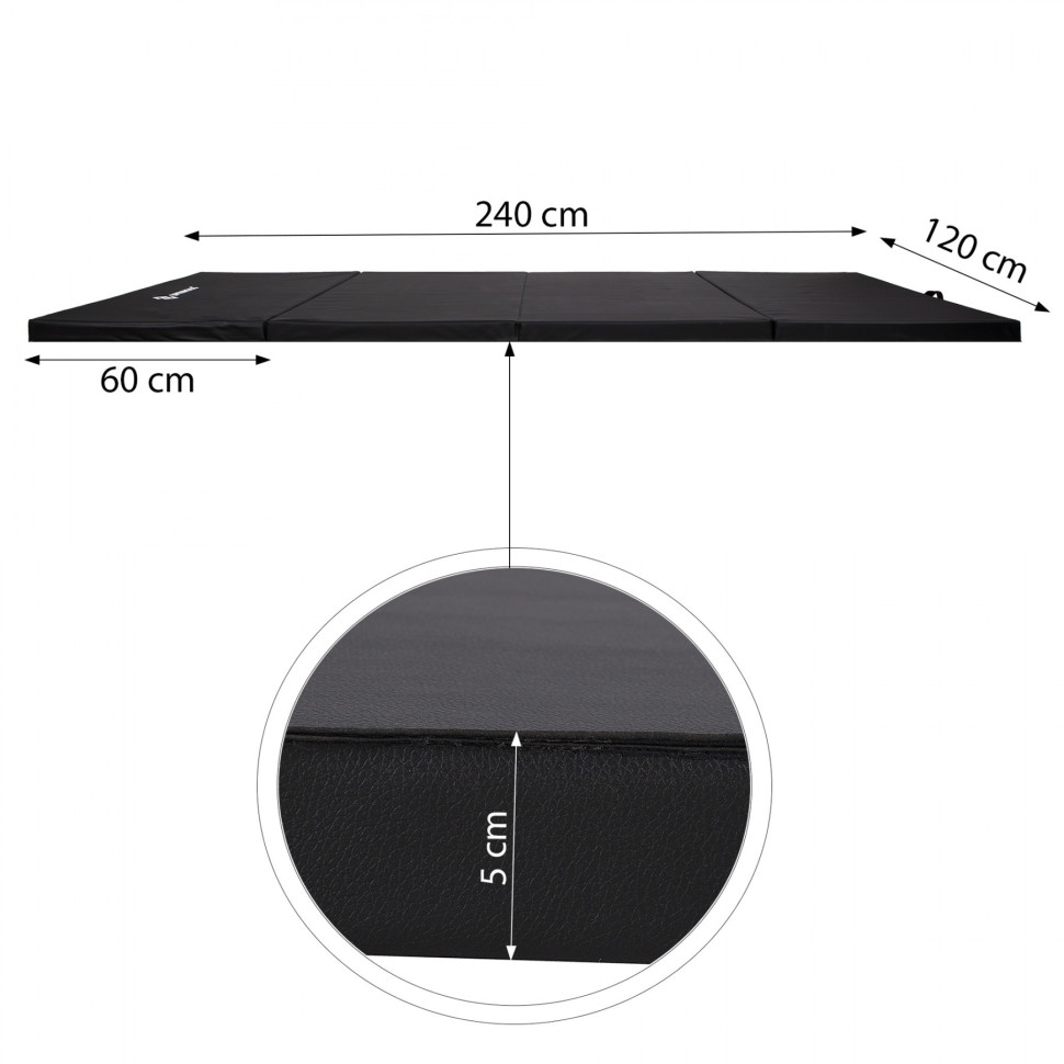 Мат гимнастический Springos FA0065 складной 240x120x5 cм Black