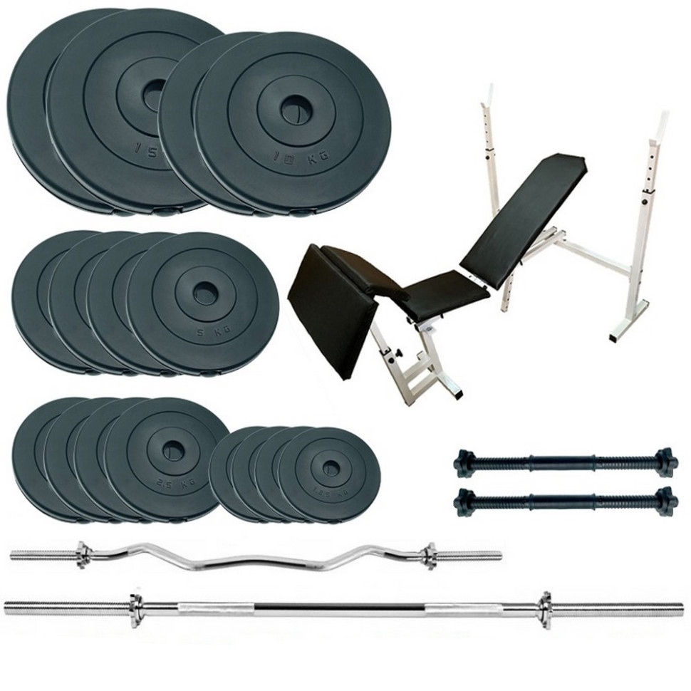 Скамья для жима с набором штанг и гантелей Gym Scott Set Pro Newt NE-SKM-PL-SCOT-100, 100 кг