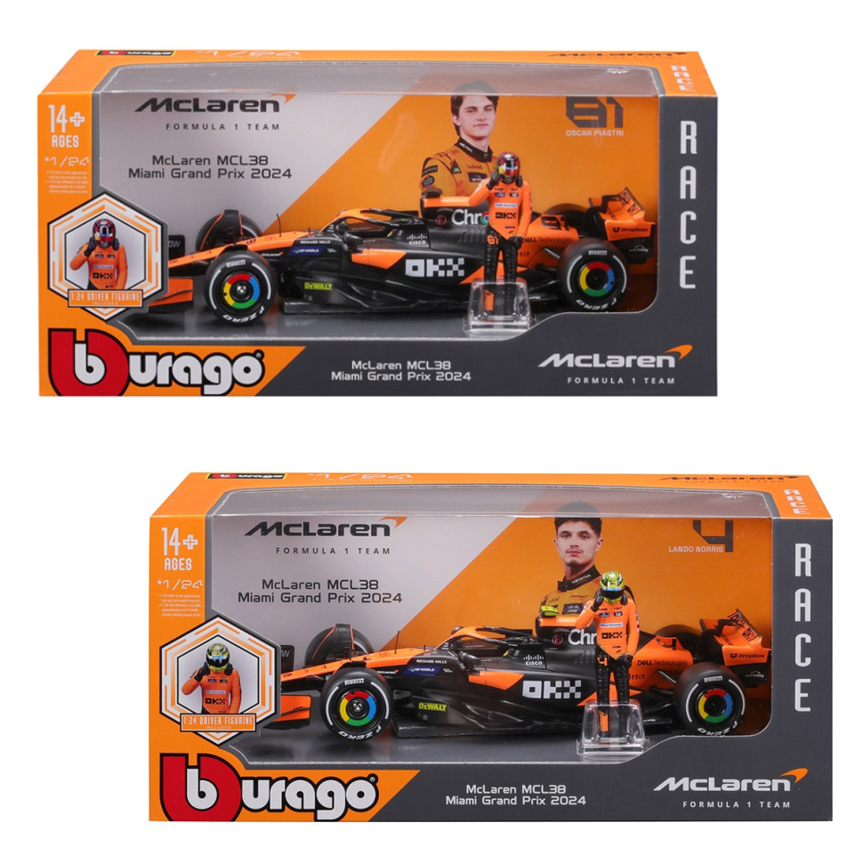 Детская автомодель с фигуркой MClaren MCL38 Bburago 18-28040 масштаб 1:24