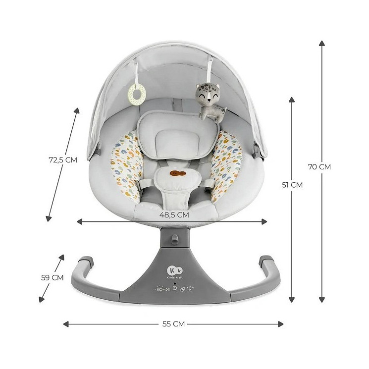 Дитяче крісло-гойдалка Lumi 2 Kinderkraft KBLUMI02LGR0000 Light Grey