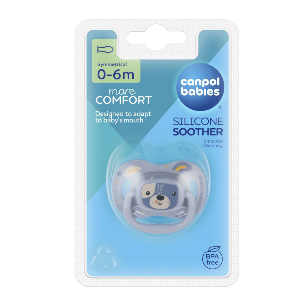 Пустушка силіконова симетрична Cute animals Canpol babies 34/924_blu 0-6 місяців