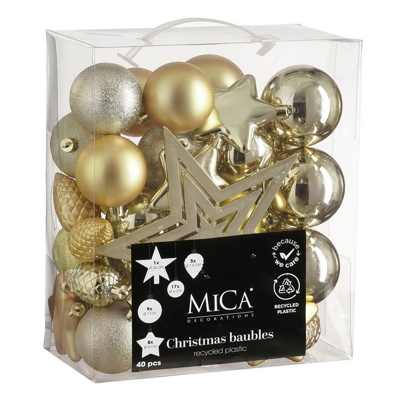 Набір ялинкових прикрас Mica Decorations 8720983287695, 40 штук Ø 8/7/6 см