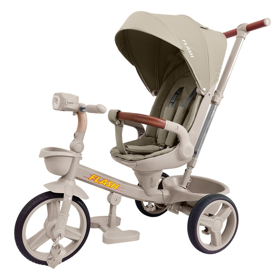 Велосипед трехколесный FLASH Tilly T-3812 LIGHT BEIGE, с родительской ручкой