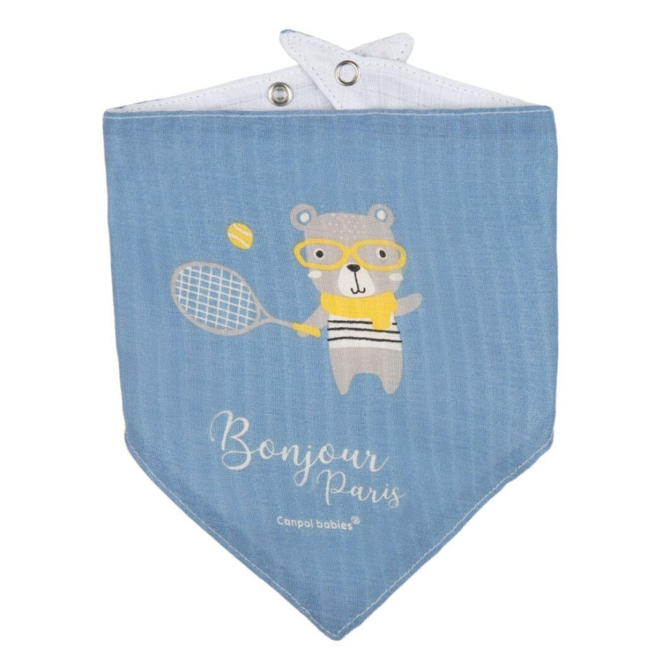 Дитячий слинявчик BONJOUR PARIS Canpol babies 26/900_blu муслін, 2 шт