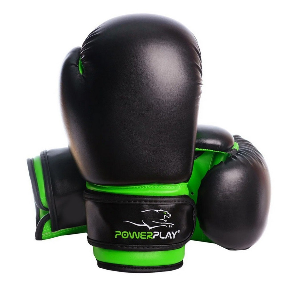 Боксерські рукавиці 3004 JR Classic PowerPlay PP_3004JR_6oz_Black/Green, Чорно-Зелені 6 унцій